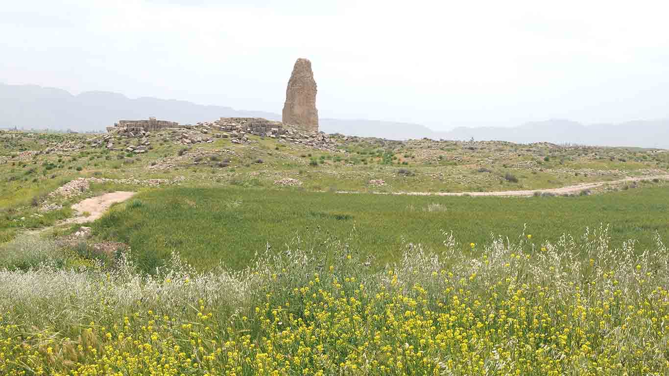 بقایای تخت نشین در شهر باستانی گور فیروزآباد
