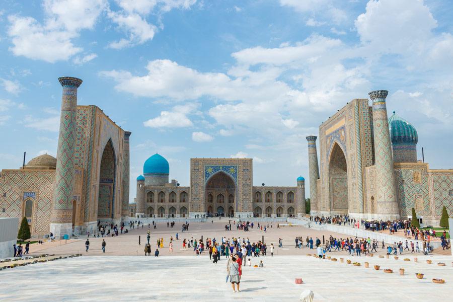 نمایی زیبا از منطقه ریگستان در شهر سمرقند کشور ازبکستان