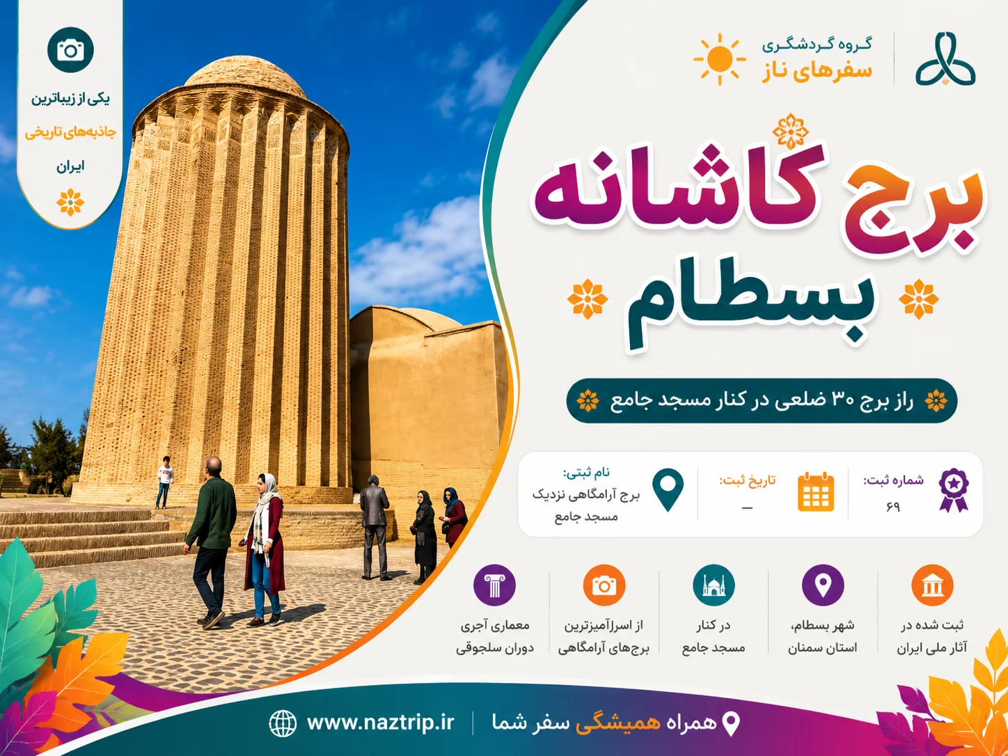 برج کاشانه بسطام؛ راز برج ۳۰ ضلعی در کنار مسجد جامع