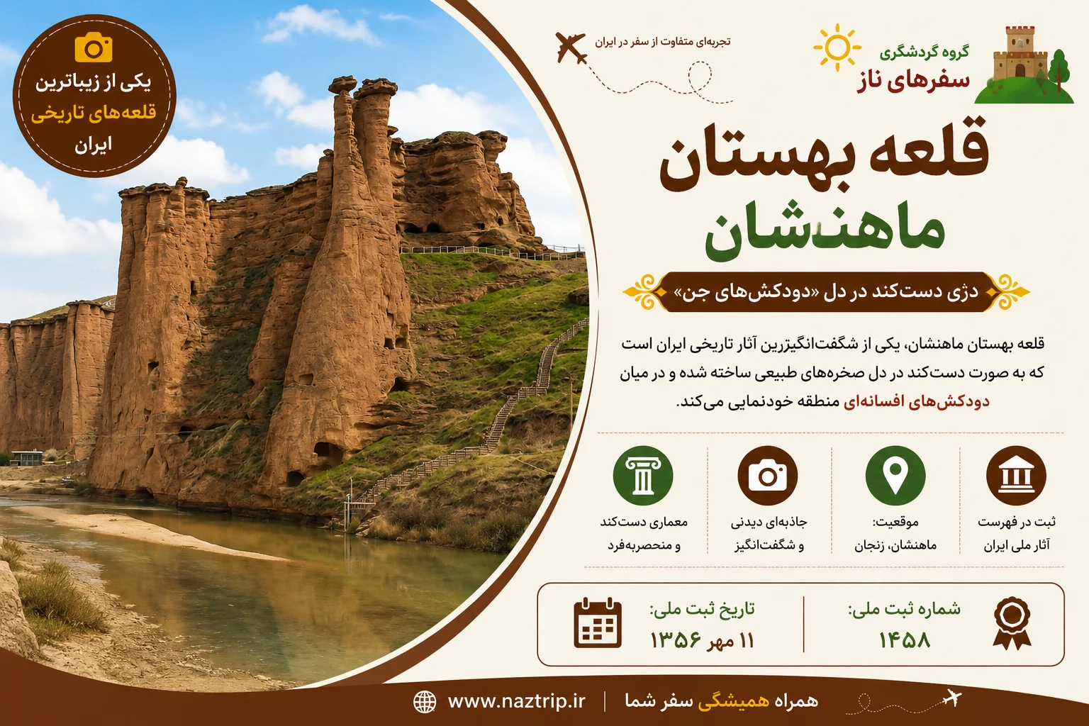 قلعه بهستان ماهنشان؛ دژی دست‌کند در دل «دودکش‌های جن»
