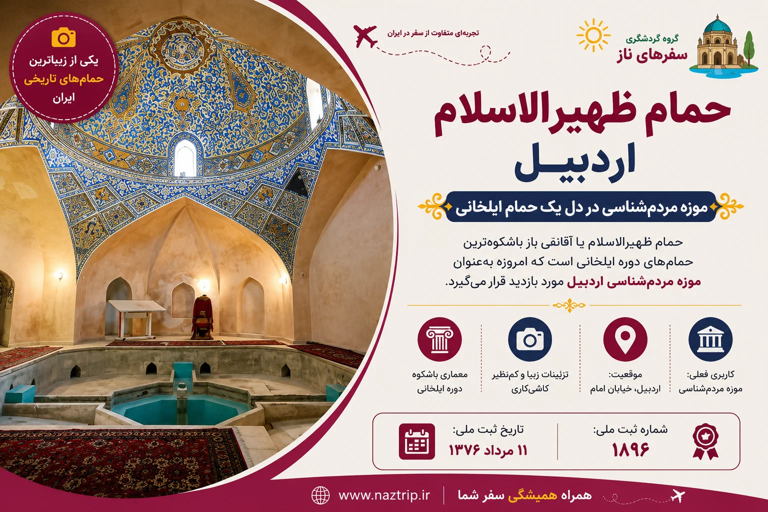 حمام ظهیرالاسلام اردبیل؛ موزه مردم‌شناسی در دل یک حمام ایلخانی