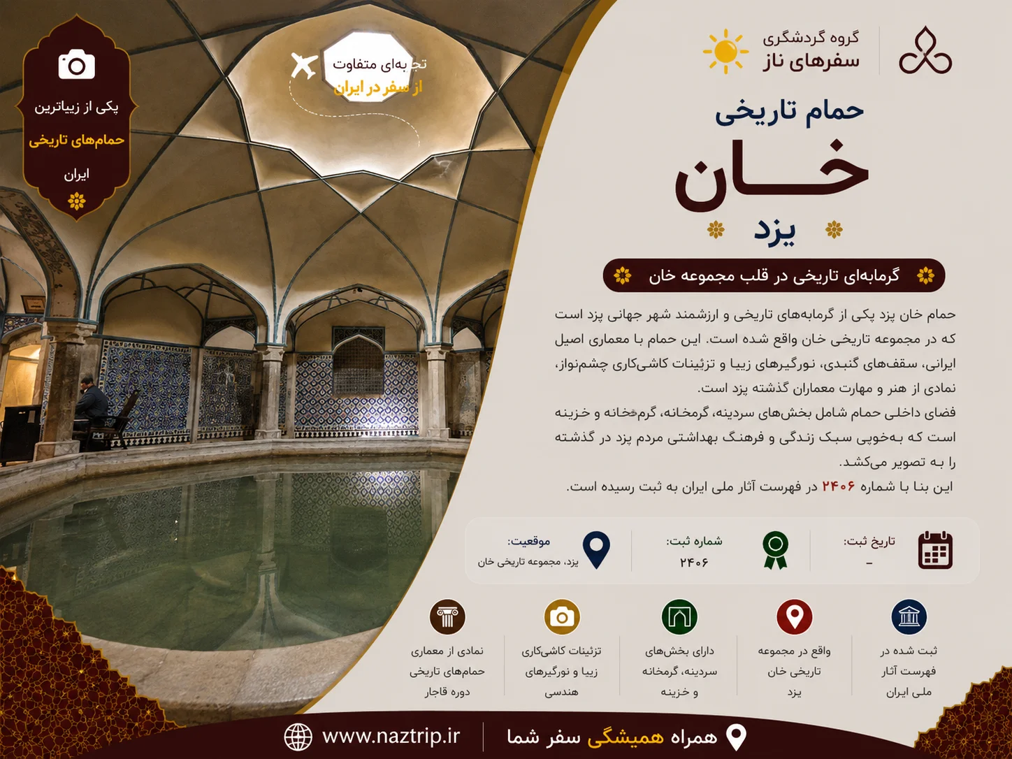 حمام خان یزد؛ گرمابه‌ای تاریخی در قلب مجموعه خان