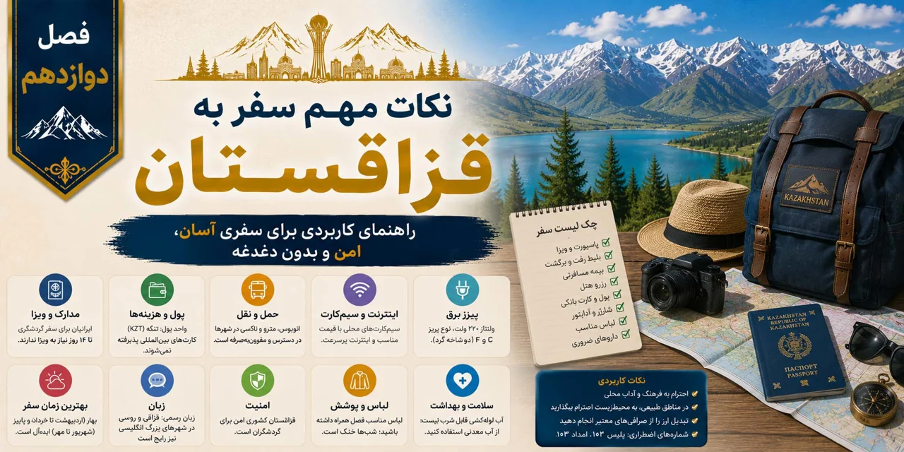 فصل دوازدهم: نکات مهم سفر به قزاقستان؛ راهنمای کاربردی برای سفری آسان